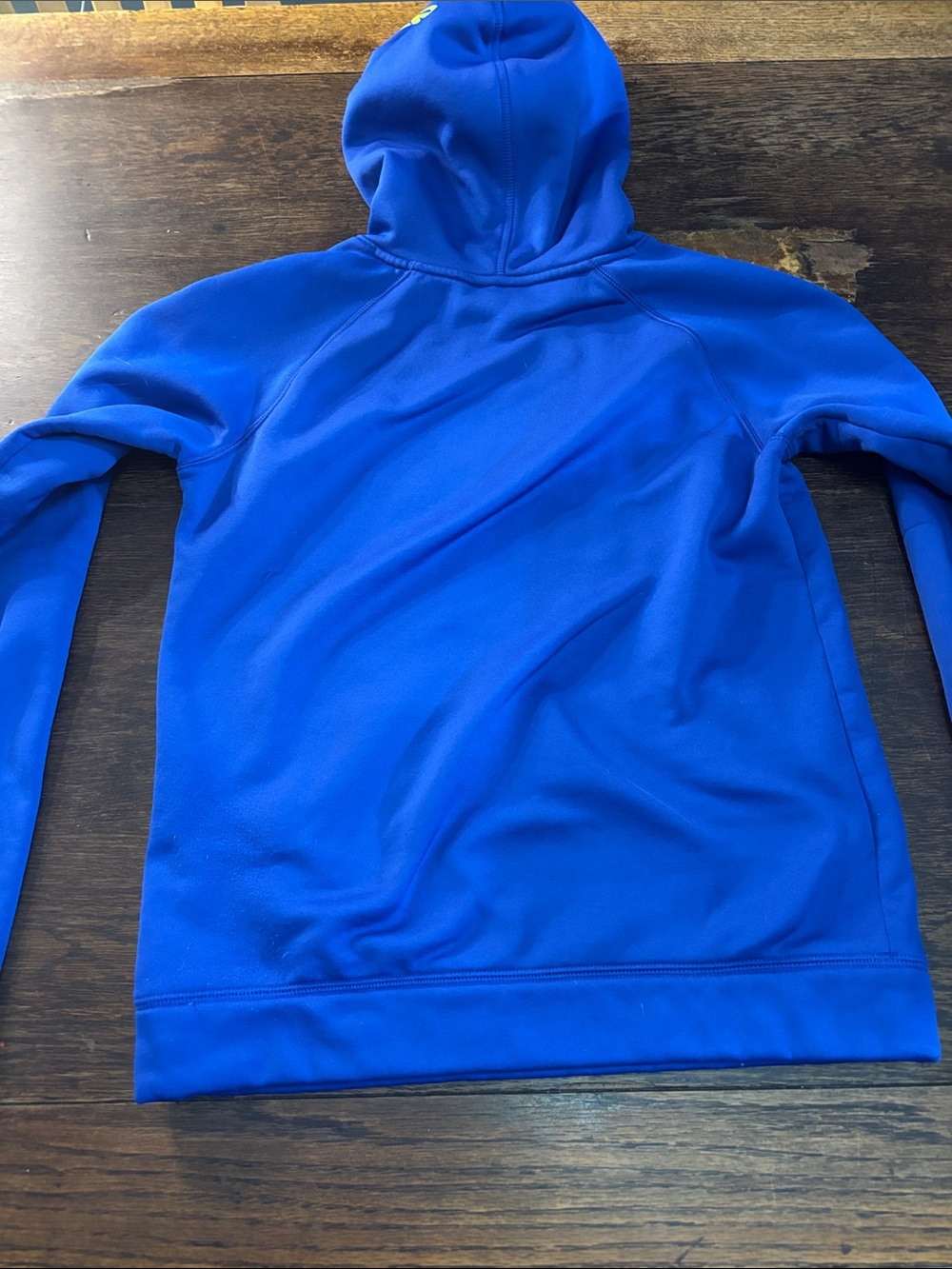 Under Armour Youth Blue Hoodie with Neon Green Logo - Picture 5 of 6